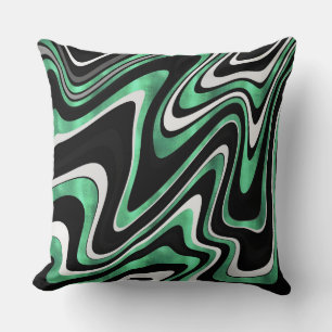 Retro Black Green Wavy Lines Modernes Design Kissen