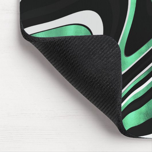 Retro Black Green Wavy Lines Modernes Design Mousepad (Ecke)