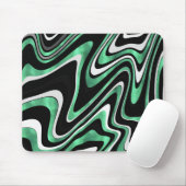 Retro Black Green Wavy Lines Modernes Design Mousepad (Mit Mouse)