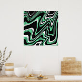 Retro Black Green Wavy Lines Modernes Design Poster (Küche)
