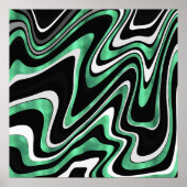 Retro Black Green Wavy Lines Modernes Design Poster (Vorne)