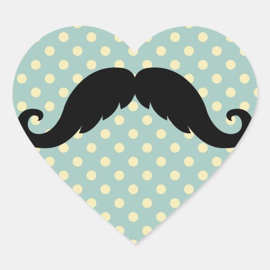 Retro Black Handlebar Mustache Mustache Herz-Aufkleber (Vorderseite)