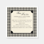 Retro Black & Ivory Fun Facts Old Money Wedding Serviette (Vorderseite)