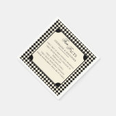 Retro Black & Ivory Fun Facts Old Money Wedding Serviette (Ecke)