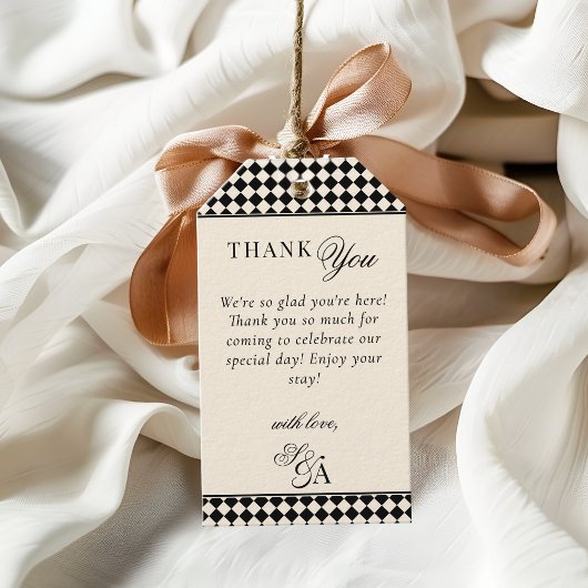 Retro Black Ivory Old Money Wedding Thank You Geschenkanhänger