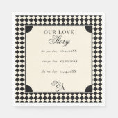 Retro Black Ivory Our Love Story Old Money Wedding Serviette (Vorderseite)