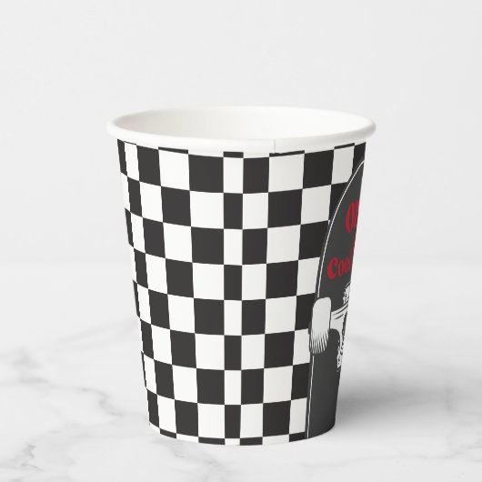 Retro Black Karo Skateboard Geburtstag Pappbecher (Rechts)