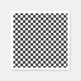 Retro Black Karo Skateboard Geburtstag Serviette