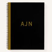 Retro Black Mit Monogramm Sketch Art Notebook Gesc Notizblock (Vorderseite)