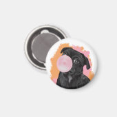 Retro Black Mops Pink Bubblegum Magnet (Vorderseite/Rückseite)