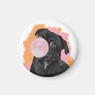 Retro Black Mops Pink Bubblegum Magnet