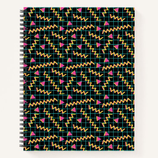 Retro Black & Neon Doodle Pattern der 80er/90er Ja Notizblock (Vorderseite)