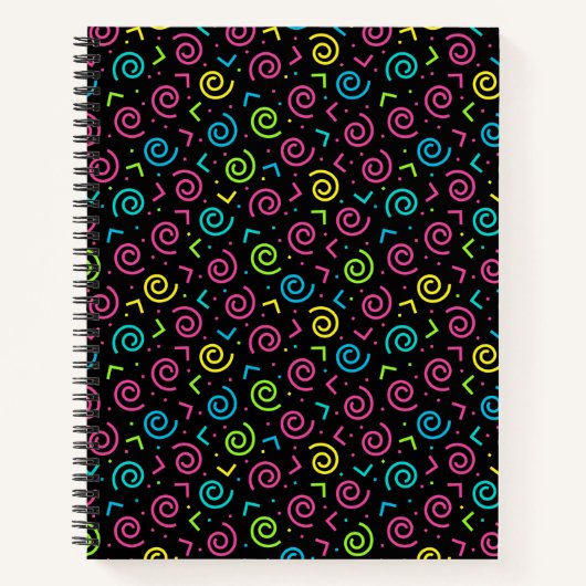 Retro Black & Neon Doodle Pattern der 80er/90er Ja Notizblock (Vorderseite)