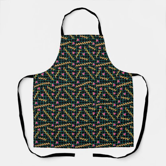 Retro Black & Neon Doodle Pattern der 80er/90er Ja Schürze (Vorderseite)