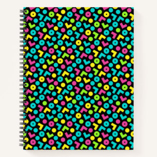 Retro Black & Neon Pattern der 80er/90er Jahre Notizblock