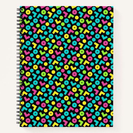 Retro Black & Neon Pattern der 80er/90er Jahre Notizblock (Vorderseite)