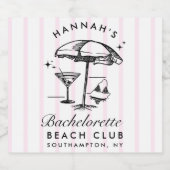 Retro Black & Pink Stripe Bachelorette Schaumweinetikett (Einzelnes Label)