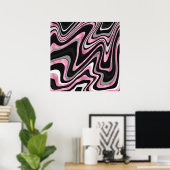 Retro Black Pink Wavy Lines Modernes Design Poster (Heimbüro)