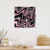 Retro Black Pink Wavy Lines Modernes Design Poster (Küche)
