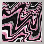 Retro Black Pink Wavy Lines Modernes Design Poster (Vorne)