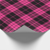 Retro Black Pink Weihnachten Neujahr Tartan Karier Geschenkpapier (Ecke)