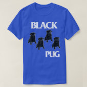 Retro Black Pugs Funny Music and Dogs Flags Lovers T-Shirt (Design vorne)