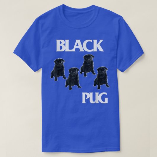 Retro Black Pugs Funny Music and Dogs Flags Lovers T-Shirt (Design vorne)