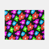 Retro Black Rainbow Farbige Blume Muster Fußmatte (Vorderseite)