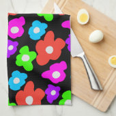 Retro Black Rainbow Farbige Blume Muster Geschirrtuch (Viertel Falte)