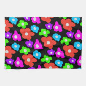 Retro Black Rainbow Farbige Blume Muster Geschirrtuch (Horizontal)