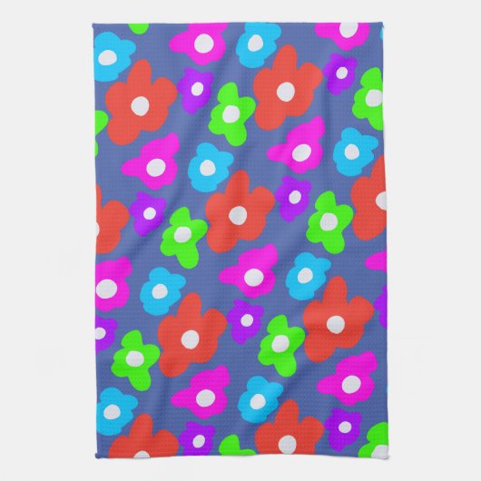 Retro Black Rainbow Farbige Blume Muster Geschirrtuch (Vertikal)