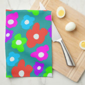 Retro Black Rainbow Farbige Blume Muster Geschirrtuch (Viertel Falte)