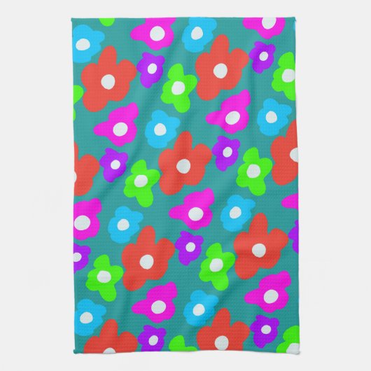 Retro Black Rainbow Farbige Blume Muster Geschirrtuch (Vertikal)