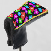 Retro Black Rainbow Farbige Blume Muster Golf Headcover (3/4 Vorderseite)