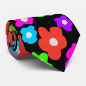 Retro Black Rainbow Farbige Blume Muster Krawatte (Gerollt)