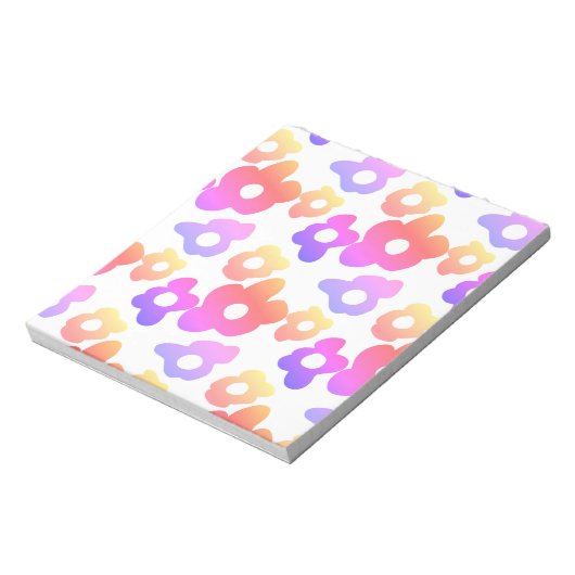 Retro Black Rainbow Farbige Blume Muster Notizblock (Rotiert)
