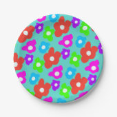 Retro Black Rainbow Farbige Blume Muster Pappteller (Vorderseite)