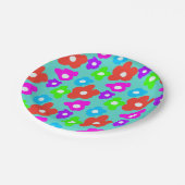 Retro Black Rainbow Farbige Blume Muster Pappteller (Schrägansicht)