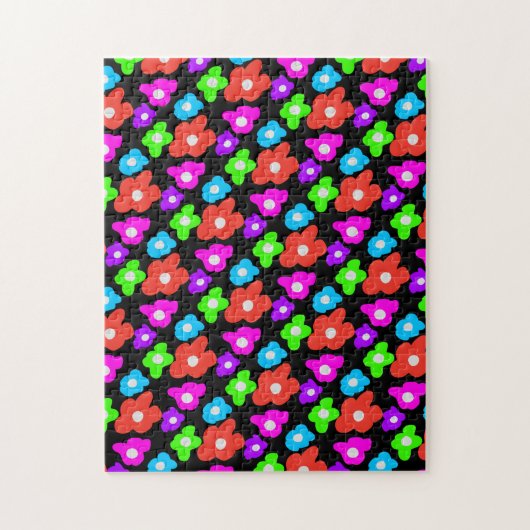 Retro Black Rainbow Farbige Blume Muster Puzzle (Vertikal)