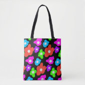 Retro Black Rainbow Farbige Blume Muster Tasche (Vorderseite)