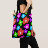 Retro Black Rainbow Farbige Blume Muster Tasche (Von Nahem)