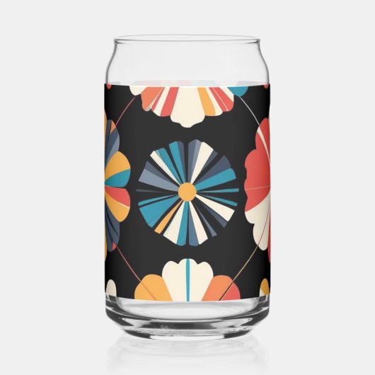Retro Black Rainbow geometric Flowers Pattern  Dosenglas (Vorderseite)