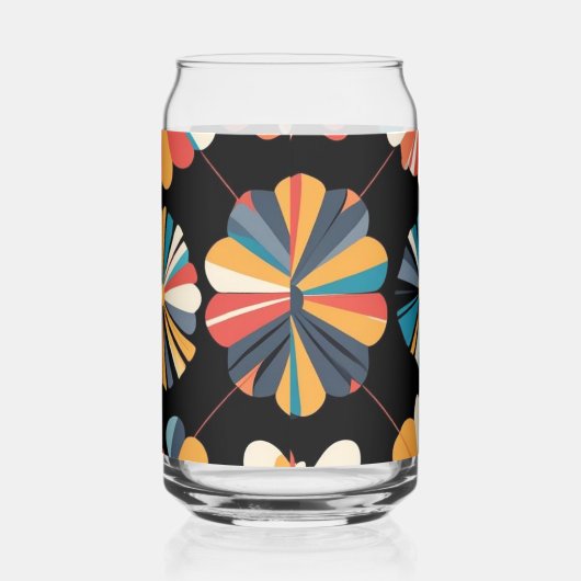 Retro Black Rainbow geometric Flowers Pattern Dosenglas (Rechts)