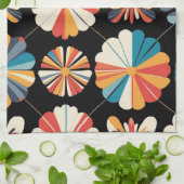 Retro Black Rainbow geometric Flowers Pattern Geschirrtuch (Gefaltet)