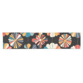 Retro Black Rainbow geometric Flowers Pattern Kurzer Tischläufer (Horizontal)