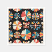Retro Black Rainbow geometric Flowers Pattern Serviette (Vorderseite)