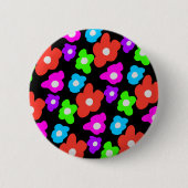 Retro Black Rainbow Stolz Blume Muster Button (Vorderseite)