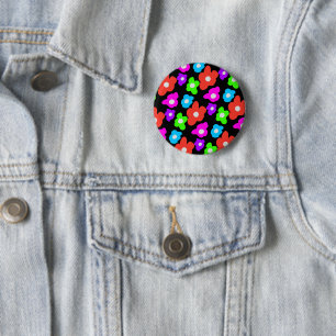 Retro Black Rainbow Stolz Blume Muster Button