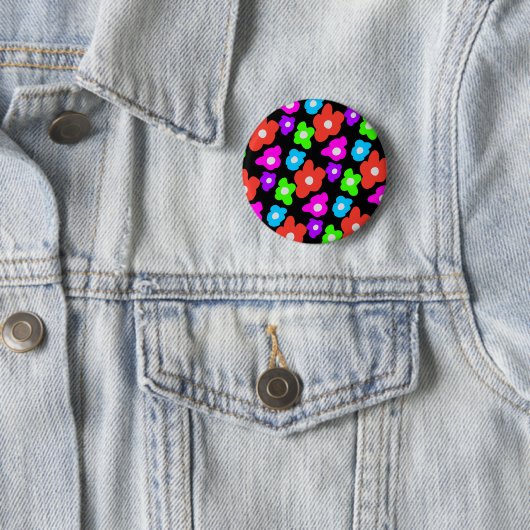 Retro Black Rainbow Stolz Blume Muster Button (Beispiel)