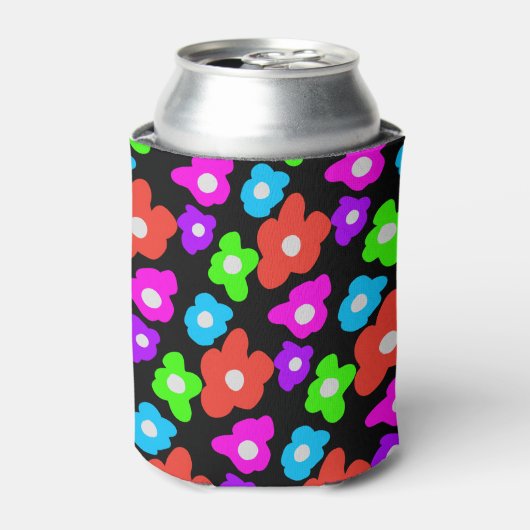 Retro Black Rainbow Stolz Blume Muster Dosenkühler (Kanne Vorderseite)